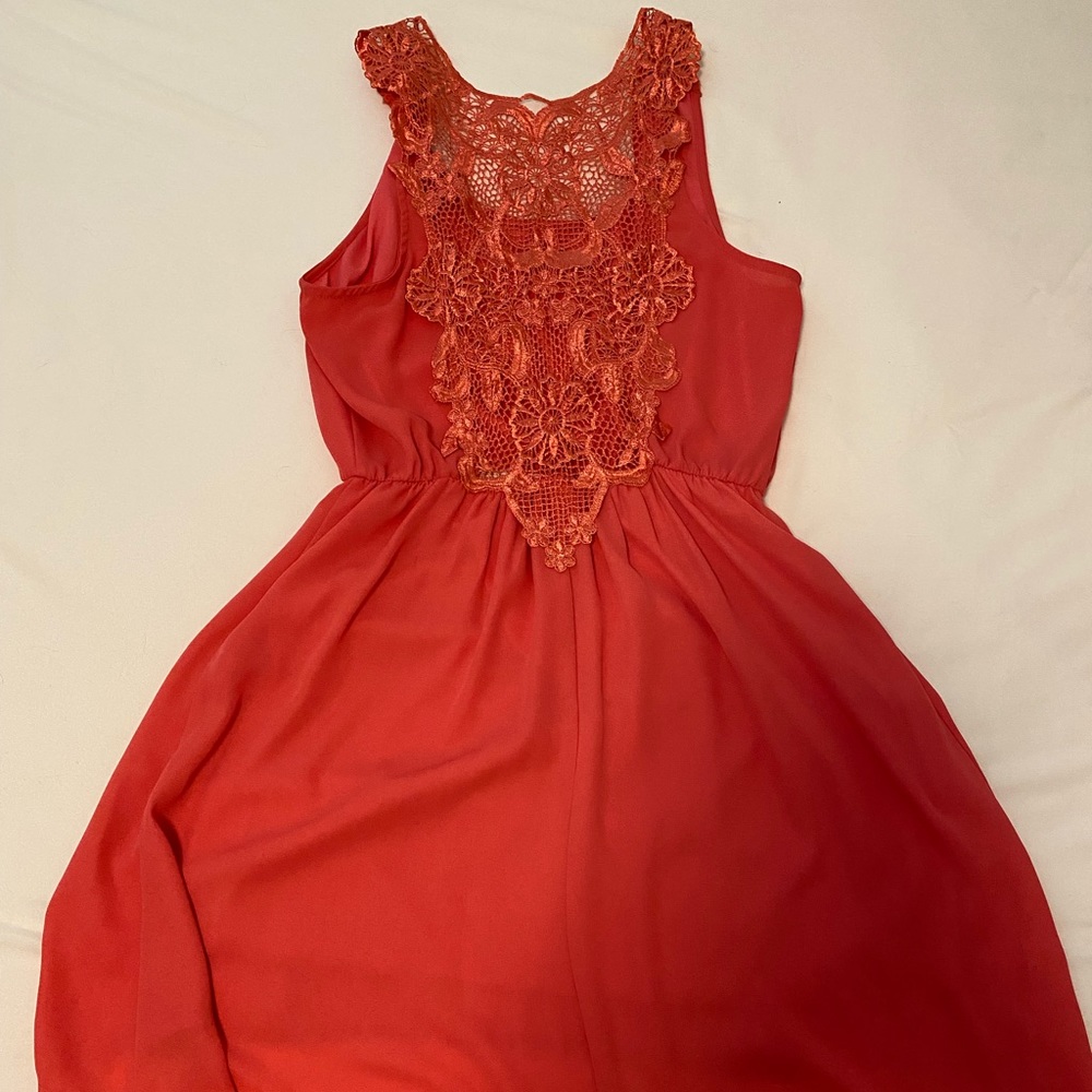 Coral dress lace back